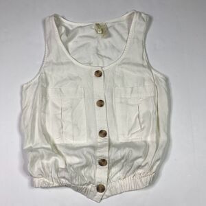 Japna Women Ivory Sleeveless Button Down Summer Top Size Medium M